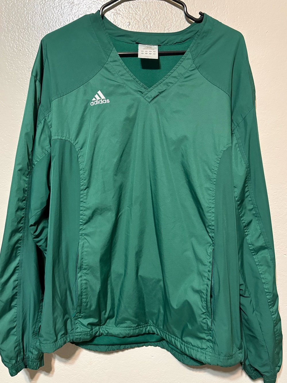 adidas Green V-Neck Pullover Windbreaker Style Size L